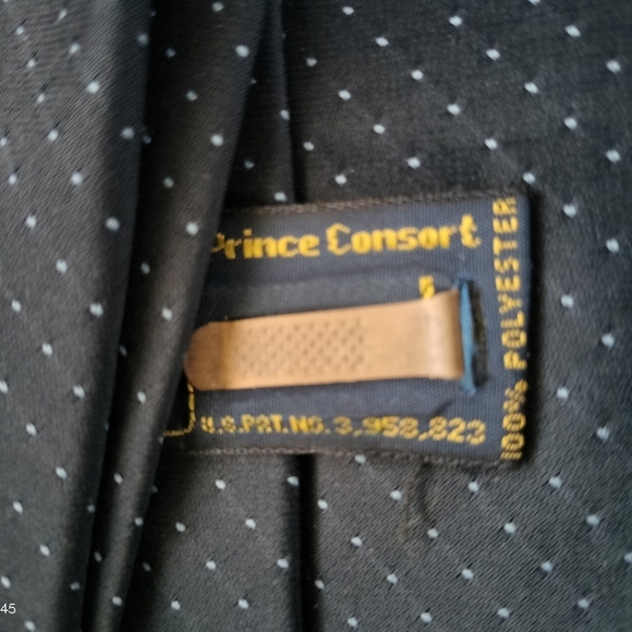 Vintage Golden Clasp By Prince Consort Blue Swiss Dots Men's Necktie - Picture 10 of 11